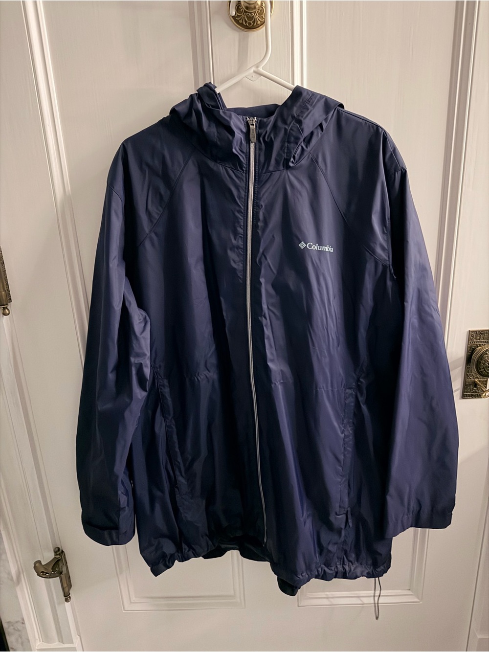 Columbia Switchback Women Navy Hooded Rain Jacket Windbreaker Size: Plus size 3X